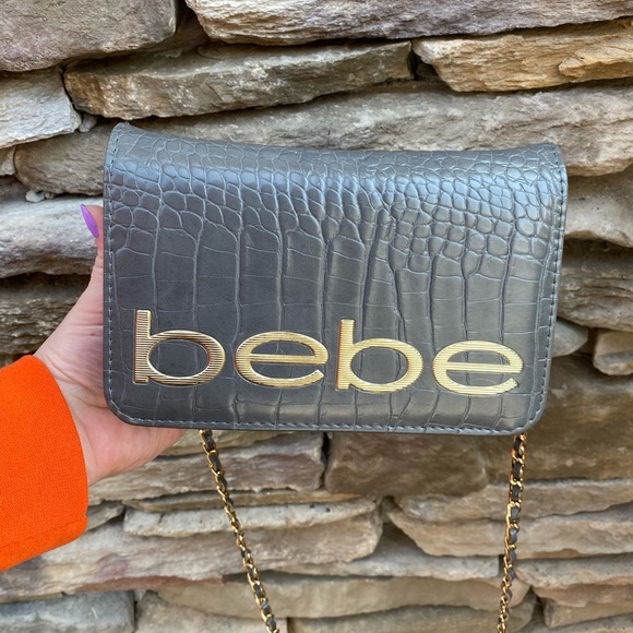 bebe Handbags - Bebe Leona Croco Crossbody Bag